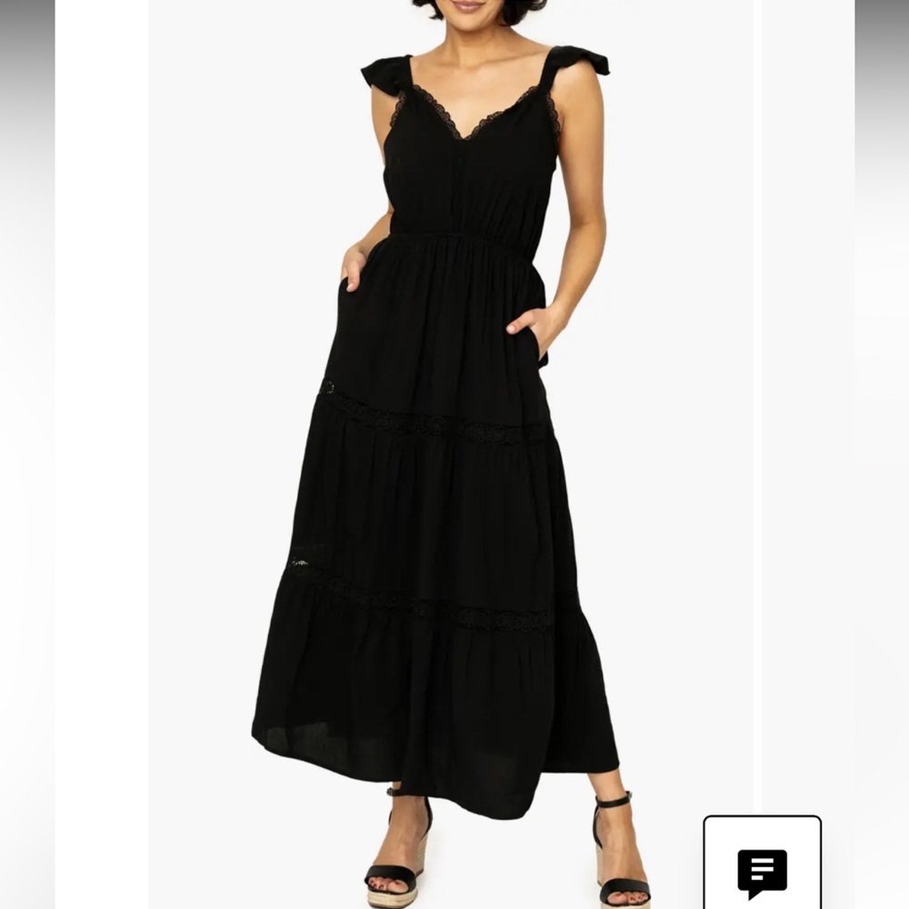 NWT Gibsonlook black lace detailed midi dress, Sweetheart neck line small